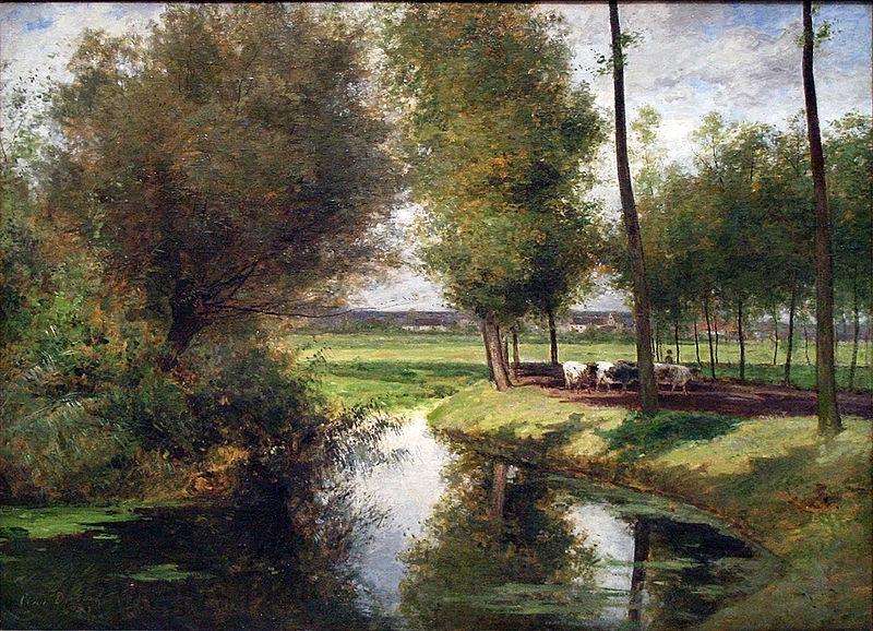 Cesar De Cock Landscape by the River Lys France oil painting art